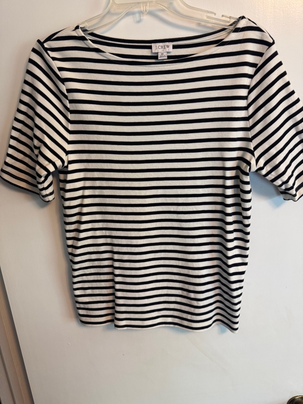 J. Crew Black and White Striped Short Sleeve Tee